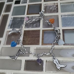 Vtg Cowboy Boots Charm Bracelet
